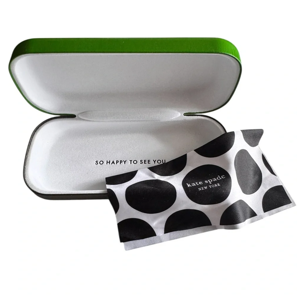 Kate Spade Hard Shell Green Eyeglass Case with Cleaning Cloth